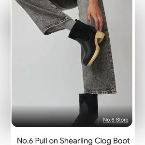 No. 6 Black Shearling Lined clog boot